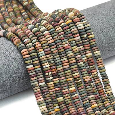 Frosted Natural Picasso Jasper/Polychrome Jasper Beads Strands G-K389-C28-01-1