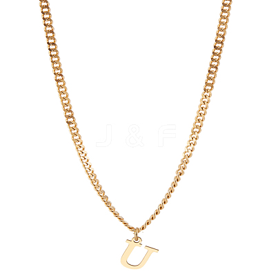 1Pc 304 Stainless Steel Letter Pendant Necklaces NJEW-LP0001-33U-G-1