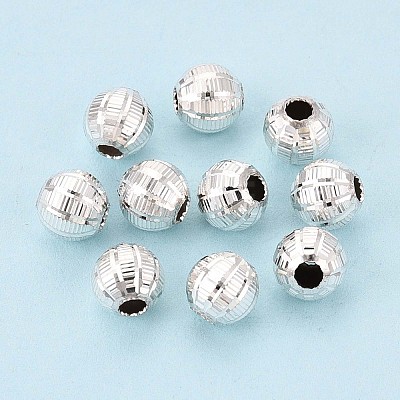 Textured 925 Sterling Silver Beads STER-T008-49S-1