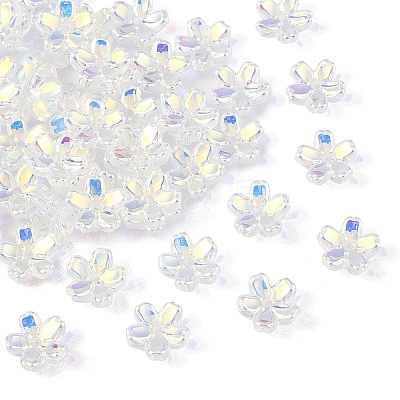 50Pcs Transparent Electroplate Glass Bead Caps EGLA-YW0007-17D-1