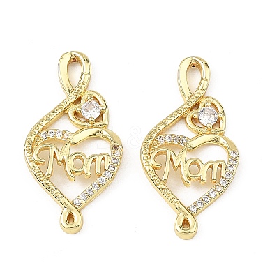 Mother's Day Brass Micro Pave Clear Cubic Zirconia Pendants CU-B002-04G-1