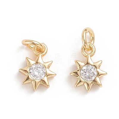Brass Micro Pave Cubic Zirconia Pendants ZIRC-G165-04G-1