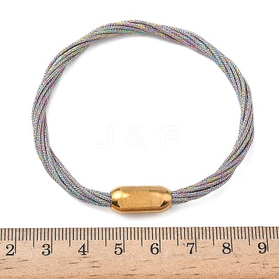 304 Stainless Steel with Polyester Metallic Cord Bracelets for Women BJEW-Z145-01G-28-1