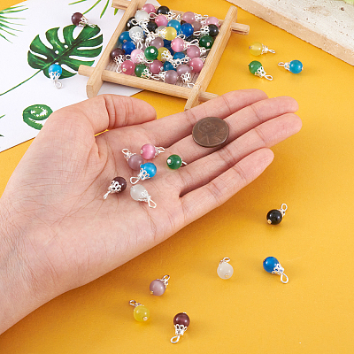 Cat Eye Pendants HJEW-TA0001-02S-1