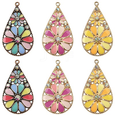 6Pcs 3 Colors Alloy Enamel Pendants FIND-YW0009-99-1