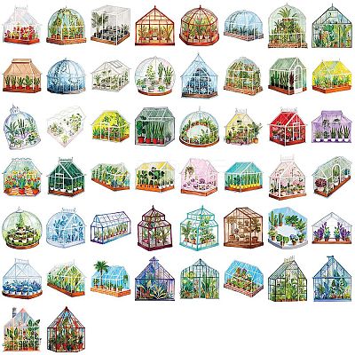 50Pcs Plants PET Cartoon Stickers STIC-T0001-12-1