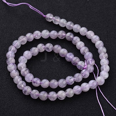 Natural Lavender Amethyst Round Bead Strands G-O134-08-8mm-01-1