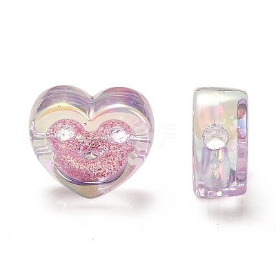UV Plating Rainbow Iridescent Acrylic Beads OACR-G012-11-1