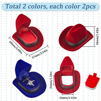 4Pcs 2 Colors Hat Velvet Jewelry Boxes CON-SC0001-19A-1