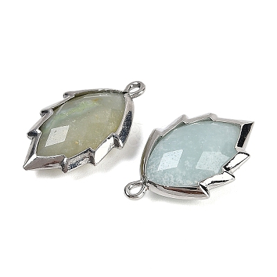 Natural Flower Amazonite Faceted Leaf Pendants G-I375-04P-21-1