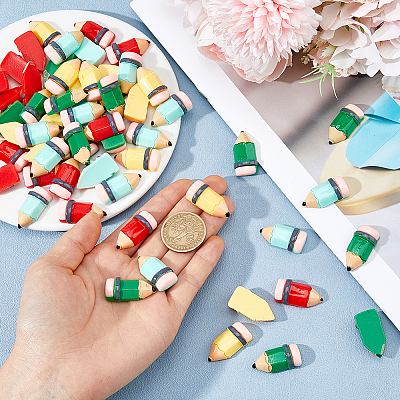 60Pcs Pencil Opaque Resin Cabochons CRES-HS0001-03-1