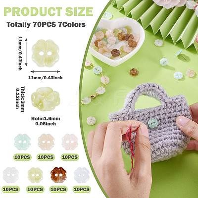 70Pcs 7 Colors Resin Buttons BUTT-TA0001-42-1