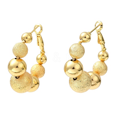 Rack Plating Brass Round Beaded Hoop Earrings EJEW-Z019-02A-G-1