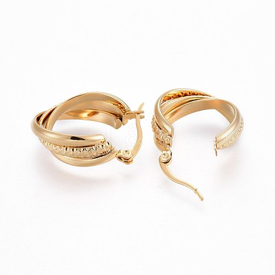 Ion Plating(IP) 304 Stainless Steel Triple Hoop Earrings EJEW-P176-01G-1