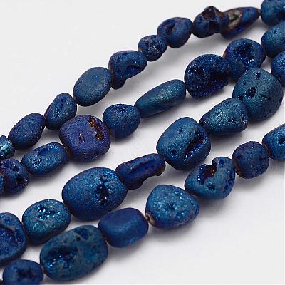 Electroplated Natural Druzy Geode Crystal Bead Strands G-G941-01-1