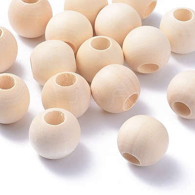 Natural Unfinished Wood Beads WOOD-Q038-25mm-1