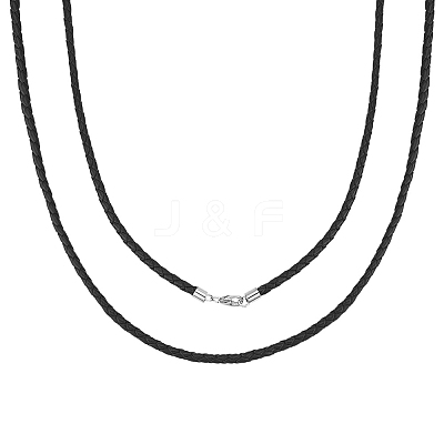 2Pcs Braided Round Leather Cord Necklace Making NJEW-BBC0001-19A-01-1