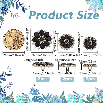 6Pcs 3 Styles Alloy Buttons FIND-FG0004-62A-1