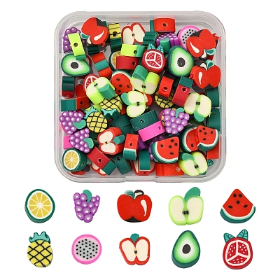 100Pcs 10 Style Handmade Polymer Clay Beads Set CLAY-YW0001-55-1