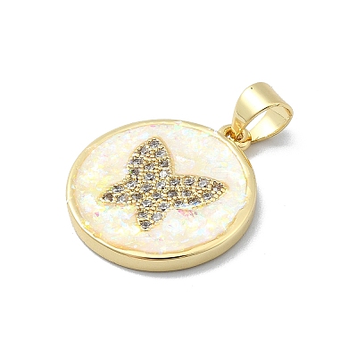 Brass Micro Pave Clear Cubic Zirconia Pendants KK-A221-28D-G-1