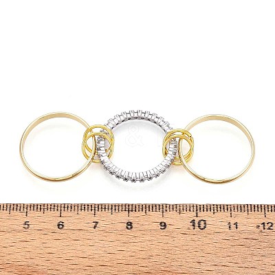 Brass Micro Pave Cubic Zirconia Finger Rings RJEW-D325-01PG-10-1