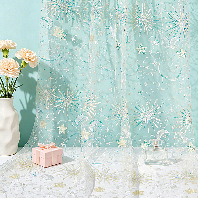 PE Plastic Star Moon Sequins Fabric DIY-WH0816-598A-1