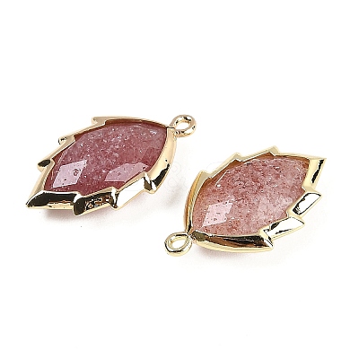 Natural Strawberry Quartz Faceted Leaf Pendants G-I375-04G-13-1