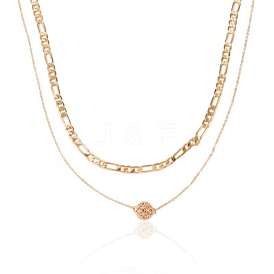 Brass Double Layer Necklaces NJEW-TAC0020-1