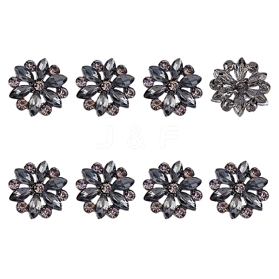 8Pcs 1-Hole Alloy Rhinestone Shank Buttons BUTT-FH0001-002-1