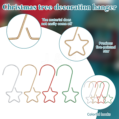 100Pcs 4 Colors Star Stainless Steel Hook Hangers STAS-ME0003-32-1