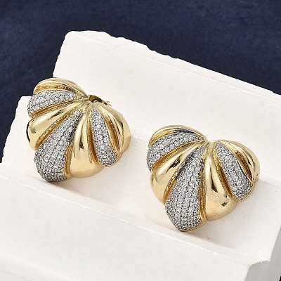 Brass Micro Pave Clear Cubic Zirconia Stud Earrings for Women EJEW-G430-02GP-1