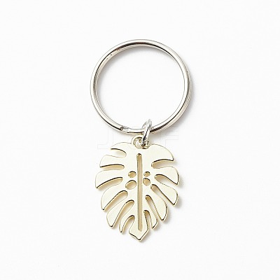 5Pcs Monstera Leaf Alloy Pendant Keychain X-KEYC-JKC00413-1