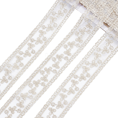 Polyester Hollow Embroidered Lace Trim OCOR-WH0079-13A-1