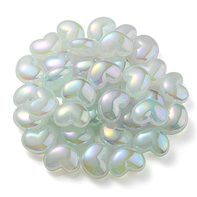 UV Plating Rainbow Iridescent Imitation Jelly Acrylic Beads OACR-C007-08C-1