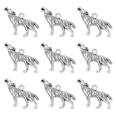 Tibetan Style Alloy Howling Wolf Pendants X-LF1753Y-1