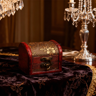 Retro Wooden Jewelry Storage Treasure Chest with Latch Clasps for Trinkets CON-CL0001-12-1