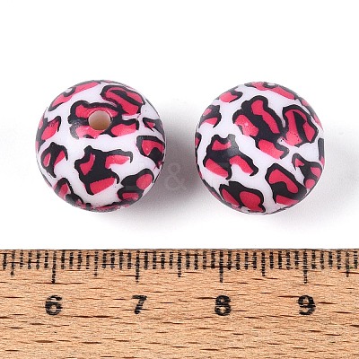 ABS Plastic Leopard Print Round Beads SACR-T017-75B-01-1