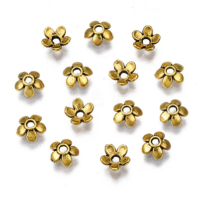 Tibetan Style Alloy Bead Caps TIBEB-S039-017AG-RS-1