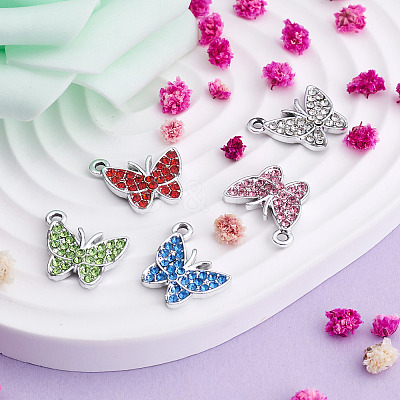 30Pcs 5 Colors Zinc Alloy Butterfly Jewelry Charms FIND-TA0001-61-1