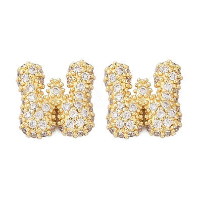Brass Micro Pave Cubic Zirconia Stud Earrings EJEW-Z091-04G-W-1