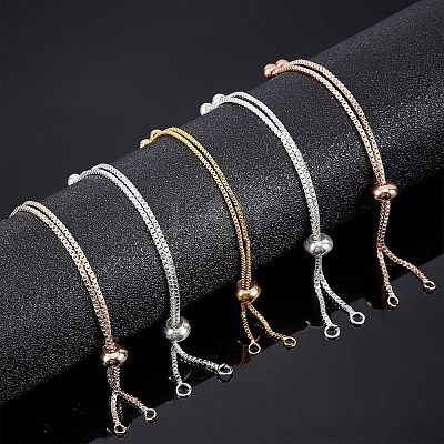 12Pcs 3 Colors Brass Box Chain Slider Bracelet Making KK-NB0001-79-1