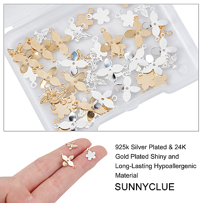 40Pcs 4 Colors Brass Charms and 20Pcs 2 Colors Brass Links Connectors KK-SC0002-49-1