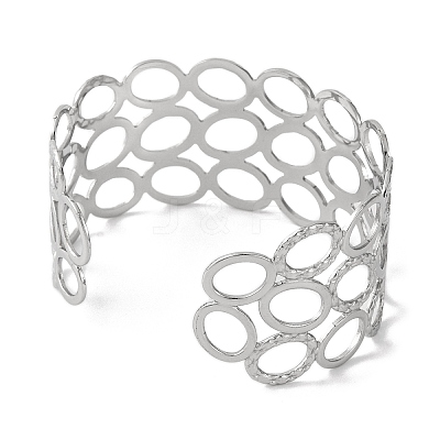 Oval 304 Stainless Steel Cuff Bangles for Women BJEW-B104-16P-1