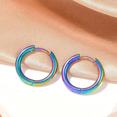 202 Stainless Steel Huggie Hoop Earrings EJEW-F111A-18mm-RC-1