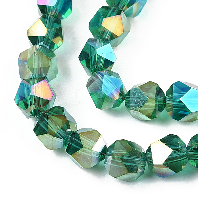 Electroplate Transparent Glass Beads Strands EGLA-T019-06F-1