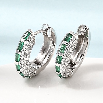 Brass Micro Pave Cubic Zirconia Hoop Earrings KK-CBA8324-22P-03-1