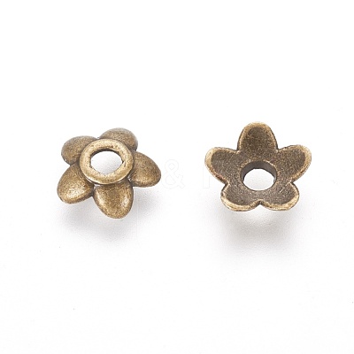 Tibetan Style Alloy Bead Caps TIBEB-P002-08AB-RS-1
