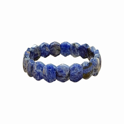 Natural Sodalite Oval Bead Stretch Bracelets for Men Women PW-WG50701-09-1