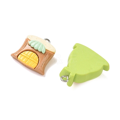 Opaque Resin Imitation House Pendants RE-CBA40A4-04-1