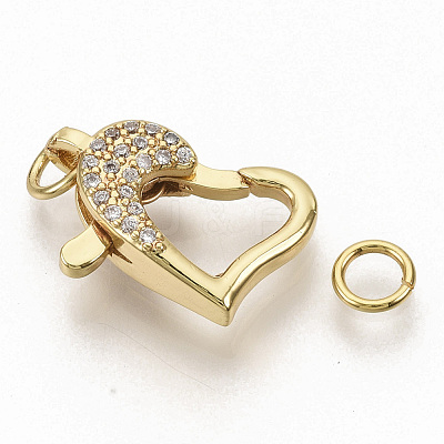 Brass Micro Pave Clear Cubic Zirconia Lobster Claw Clasps ZIRC-S066-021-1